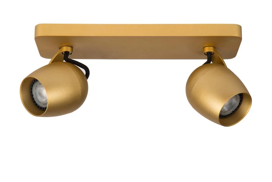 Lucide PRESTON - Ceiling spotlight - LED Dim to warm - GU10 - 2x5W 2200K/3000K - Matt Gold / Brass - off